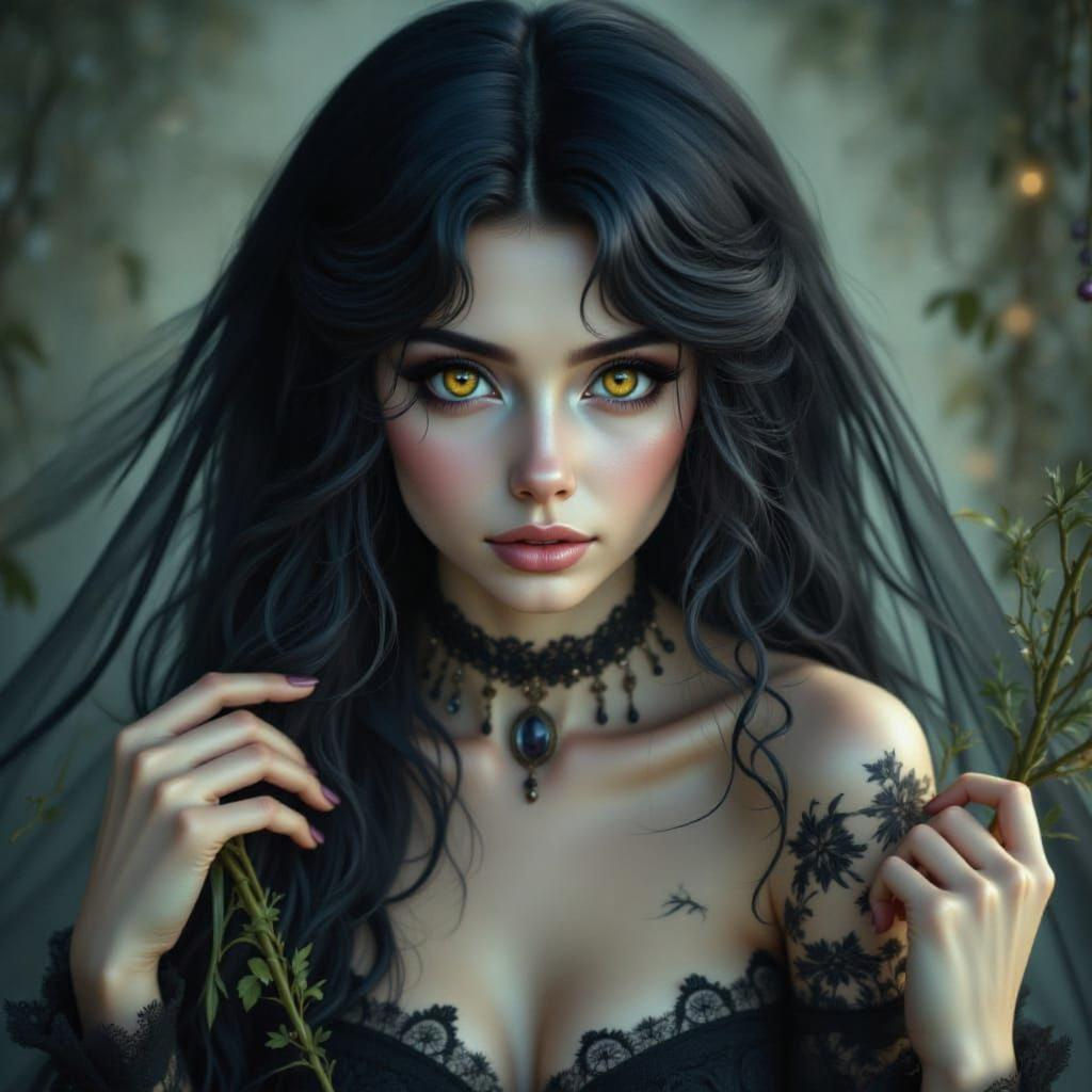 Fantasy Cat Girl Portrait with Pale Skin