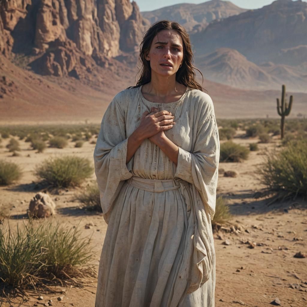 Mary Magdalene's Desert Devotion: A Detailed Digital Paintin...