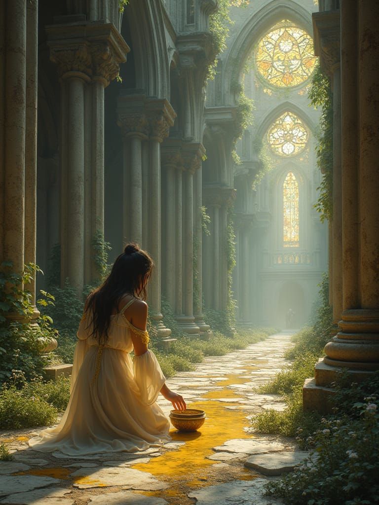 Cathedral Offering: Sacred Decay in Mystical Light