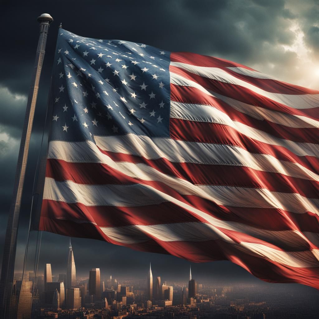 Epic American Flag Digital Matte Painting