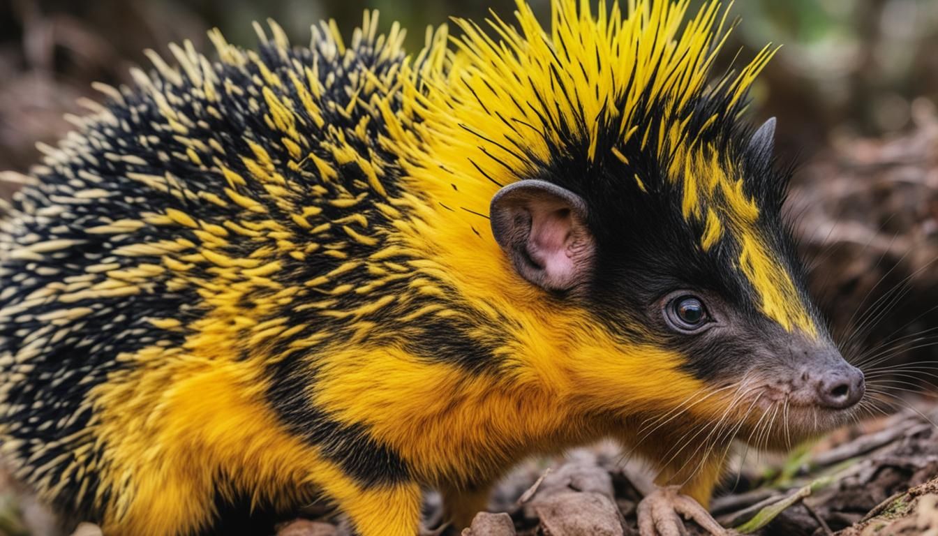Madagascar Tenrec in Synthwave Neon Style