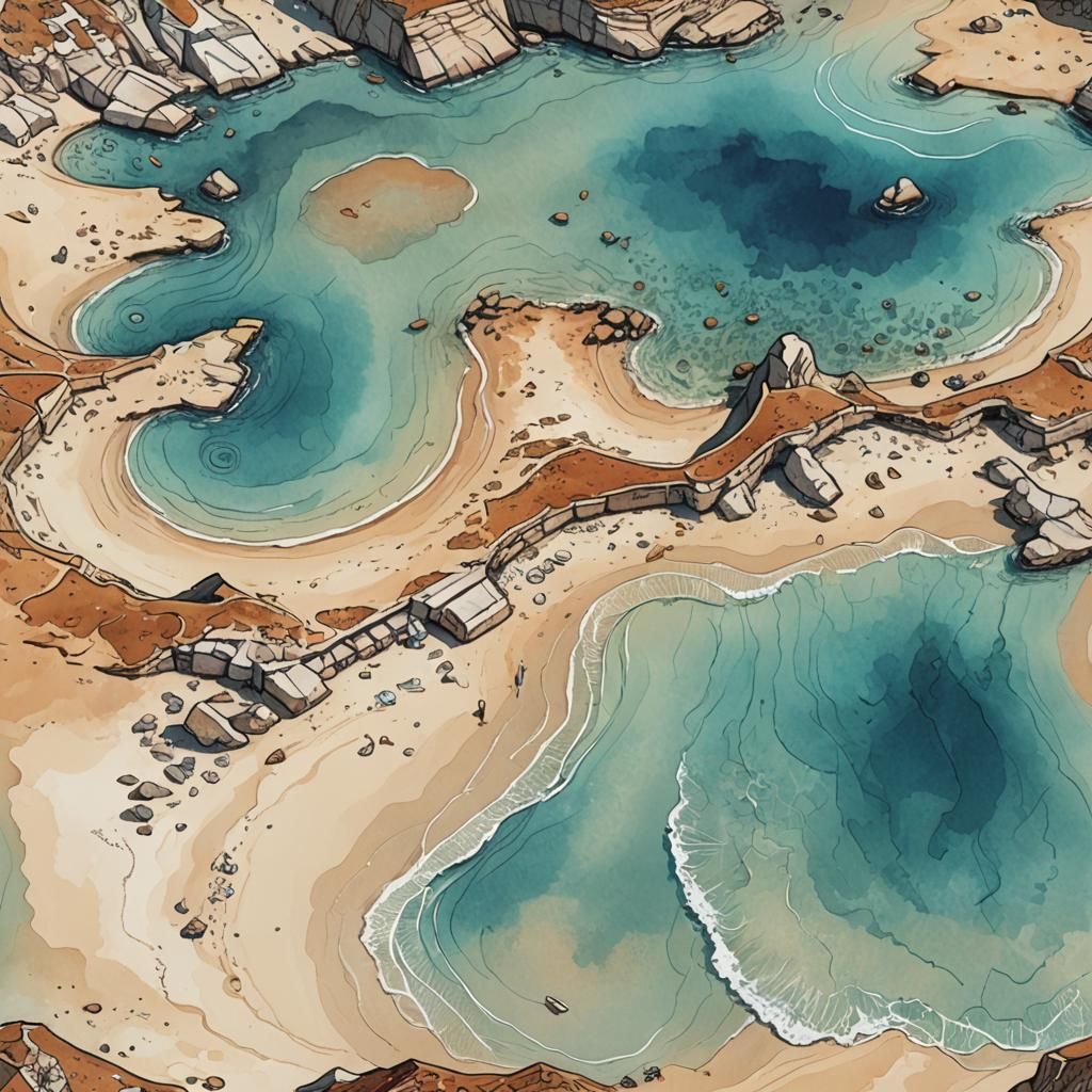 Cyclades Beach Illustration with Clear Waters