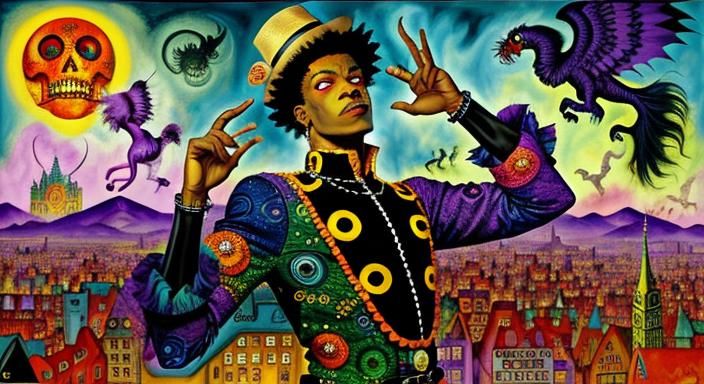 Thriving Monster City in Dark Fantasy Style