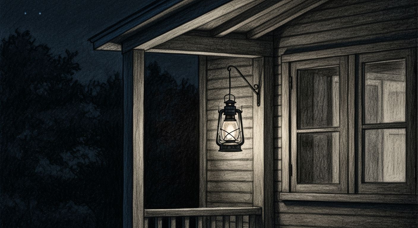 Hopeful Lantern Glows on a Dark Night