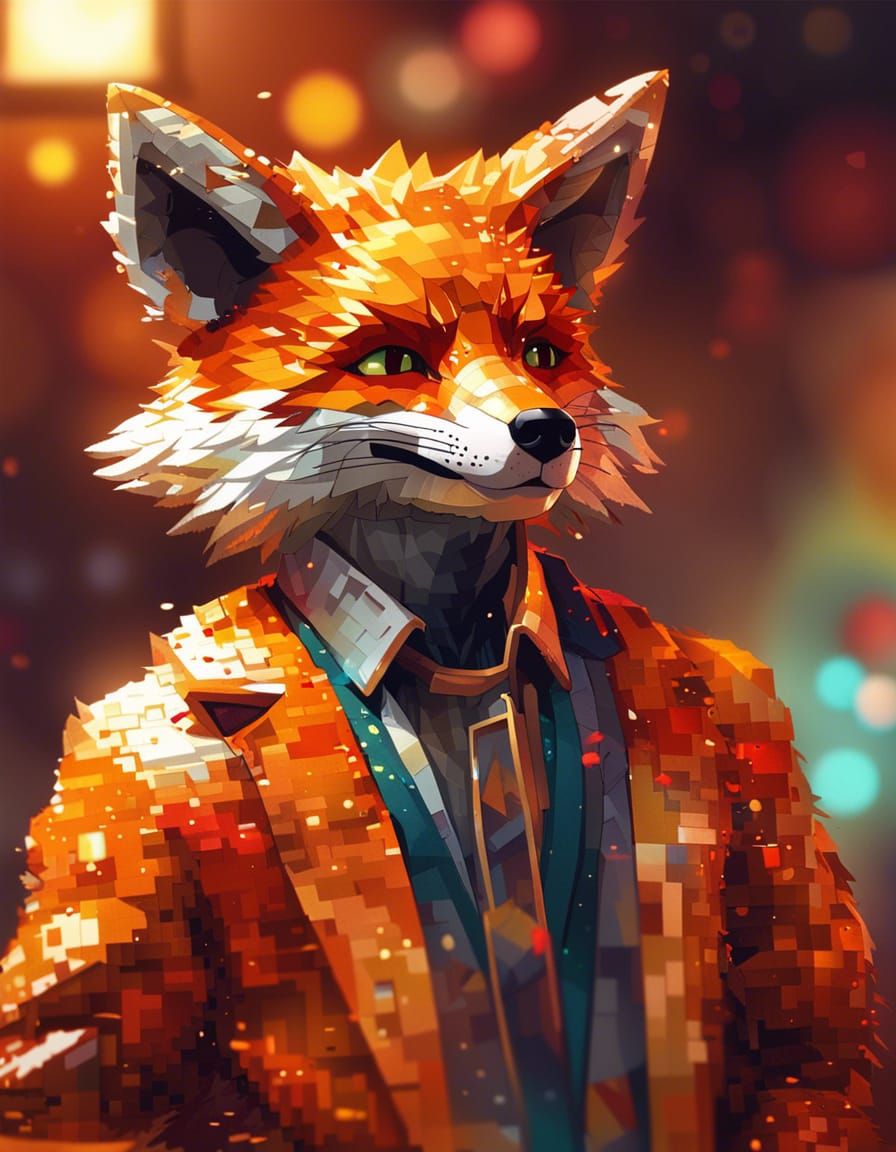 Pixel Fox: Hyperrealistic Anthropomorphic Concept Art