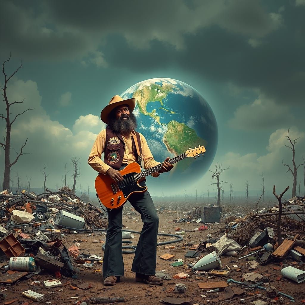 Eddie Hazel in Dystopian Future Landscape