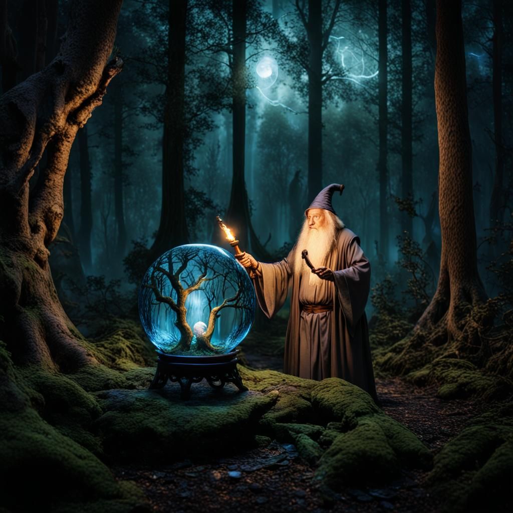 Magic Forest Orb Held by Wizard