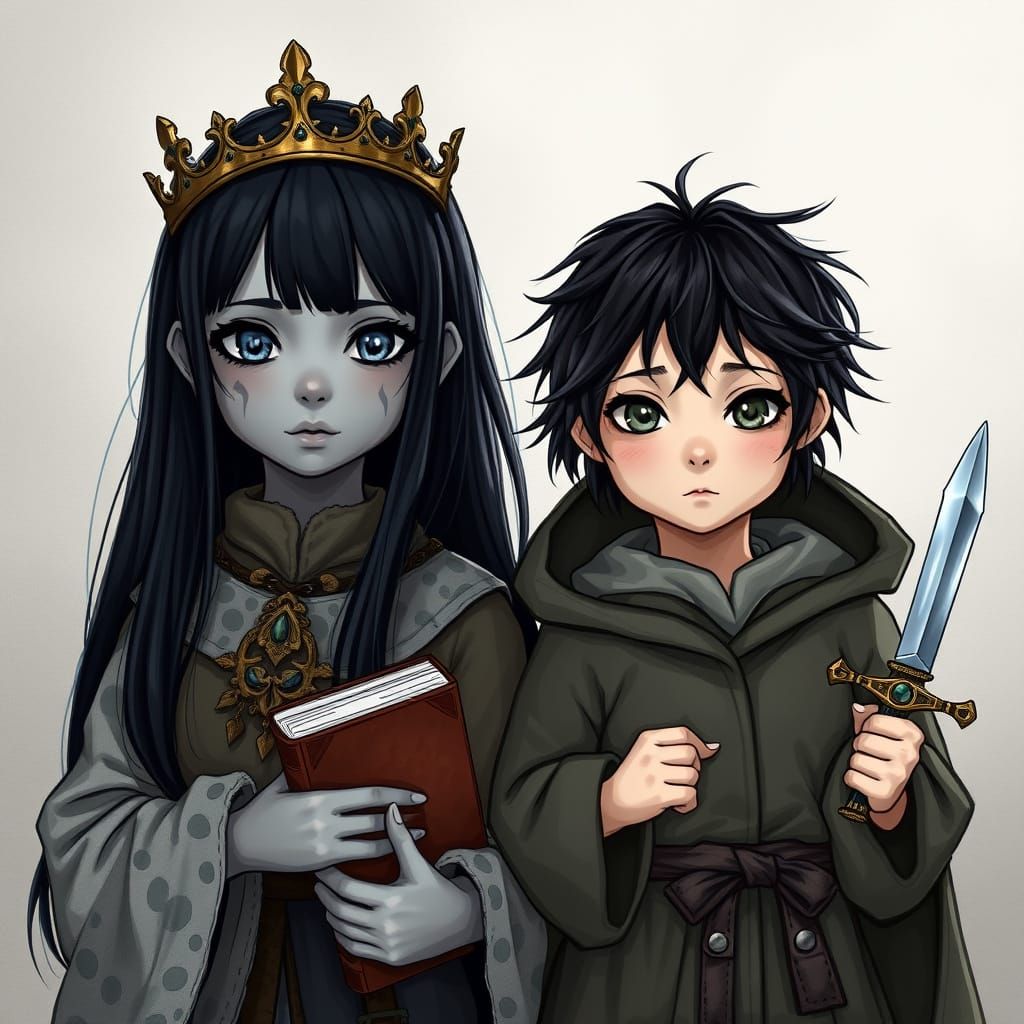 Two Medieval Girls in Mysterious Attire