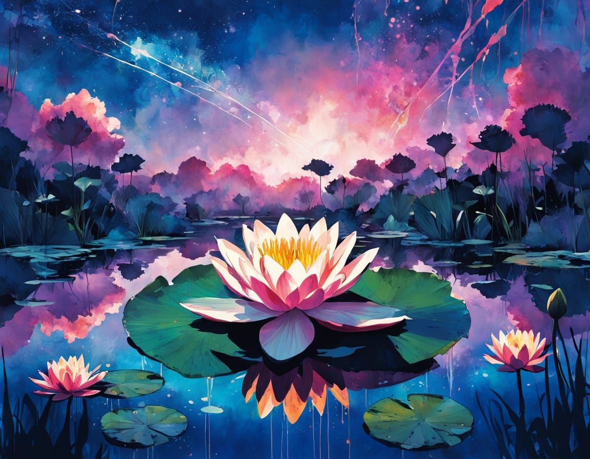 Psychedelic Lily Pad on Nebula Pond