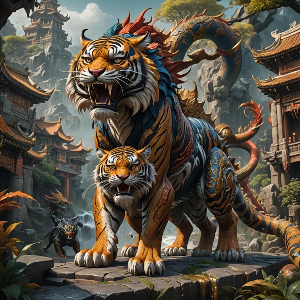 Fantastical Tiger Dragon Concept Art