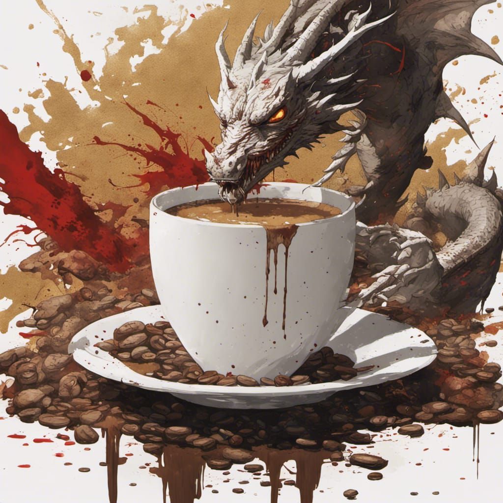 Coffee Dragon Splash Art in Gritty Style
