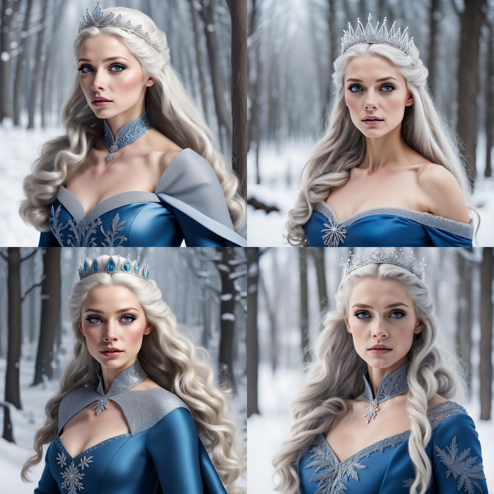 Snow Queen with Blue Dress and Blonde Hair