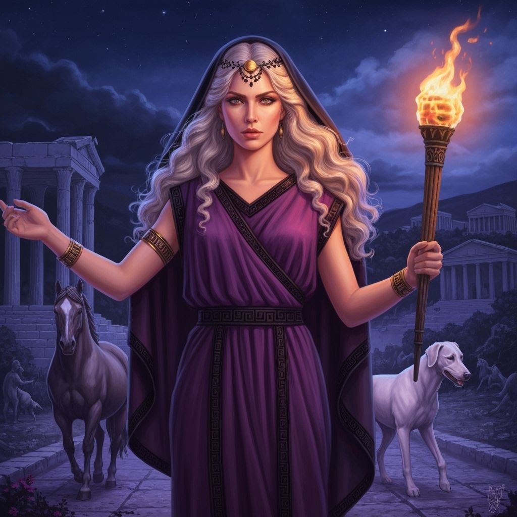 Enodia, Greek Goddess of Roads, Holding a Torch