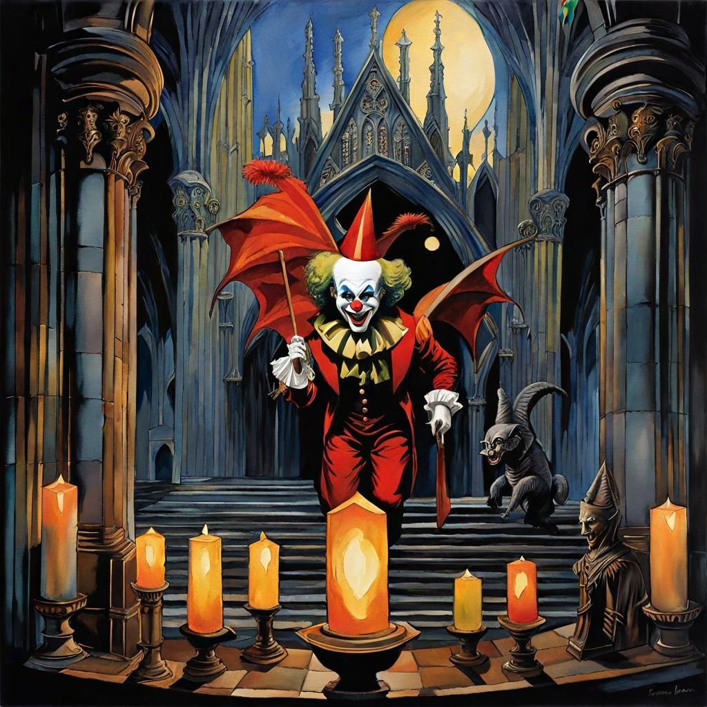 Gothic Victorian Clown Emerges: Macabre Watercolor Masterpie...