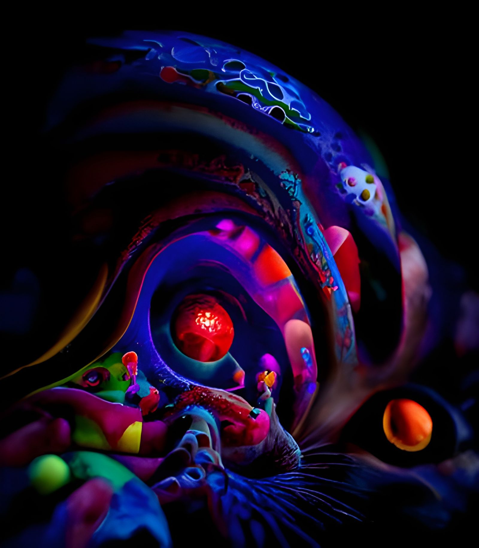 Deep dreaming portrait of a cosmic cat