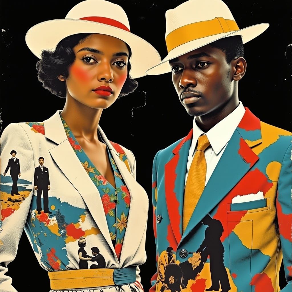 Vintage-Inspired African American Fashion Models in Vibrant ...