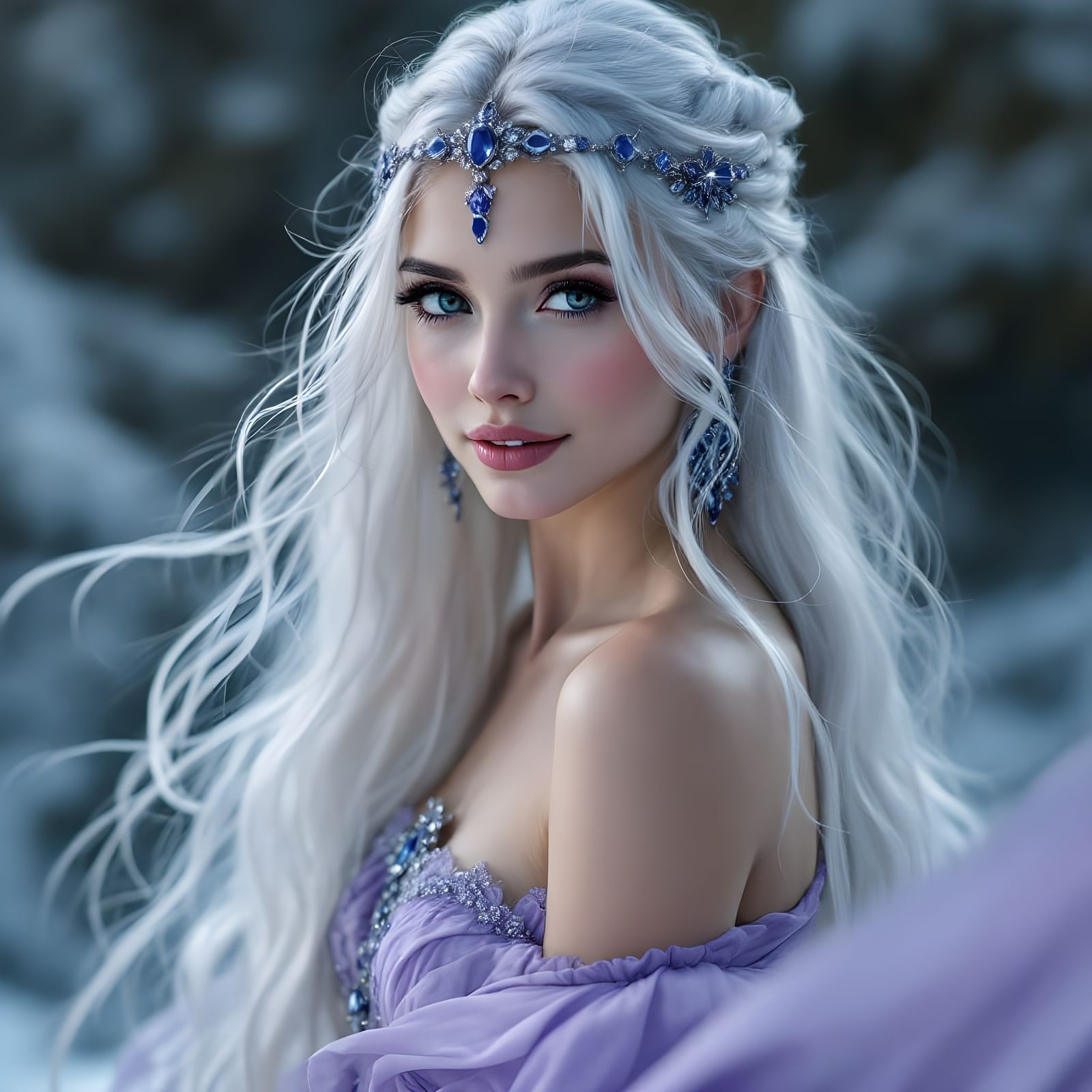 Norse Goddess Portrait in Romantic Realism Style