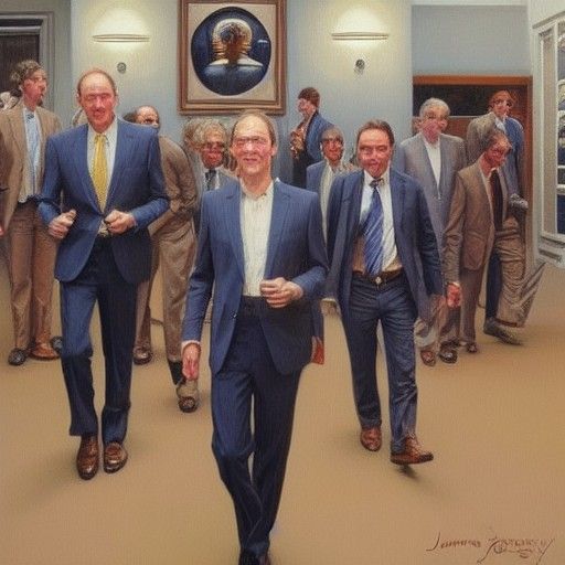 Monkeys in Suits: Oil Painting in Office