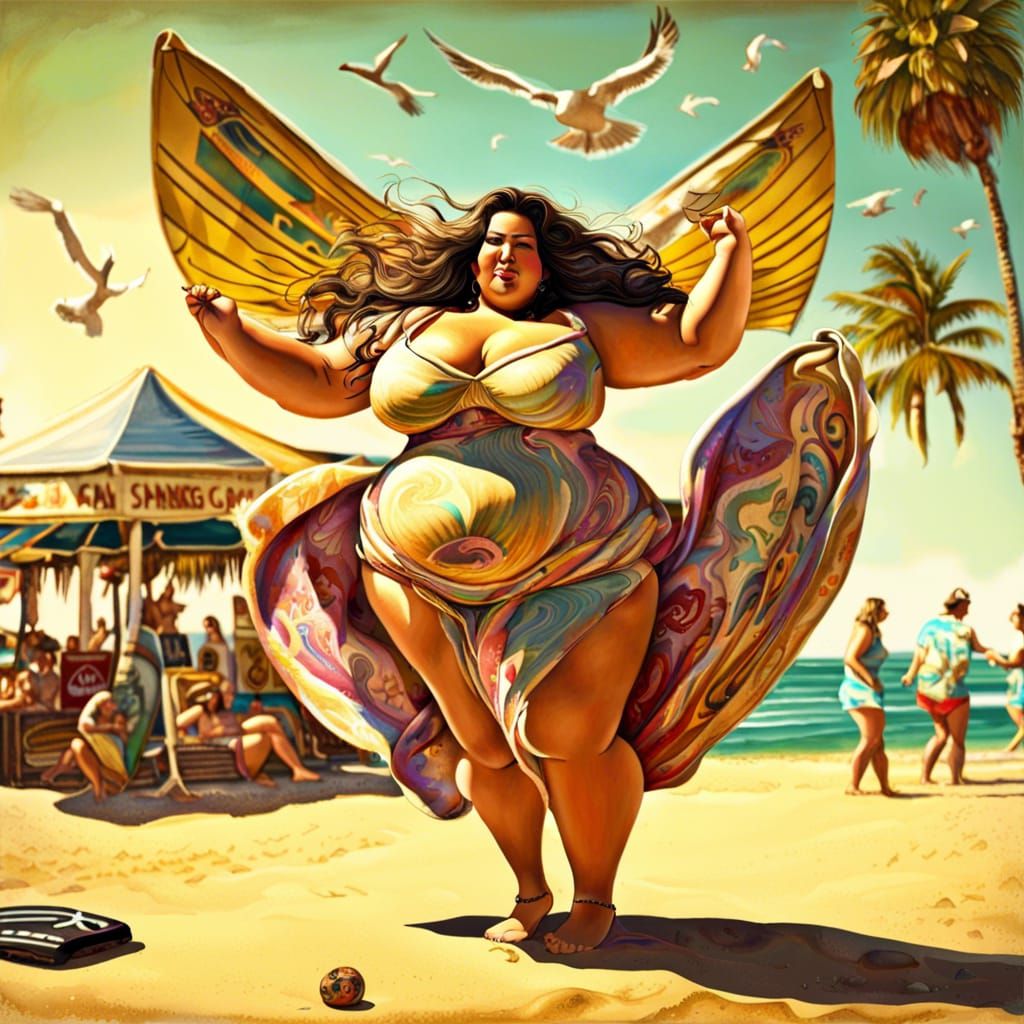 SSBBW Goddesses Dancing on Malibu Beach
