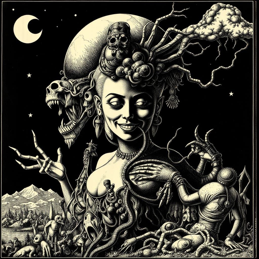 Bad Moon Rising in Gigerpunk Style