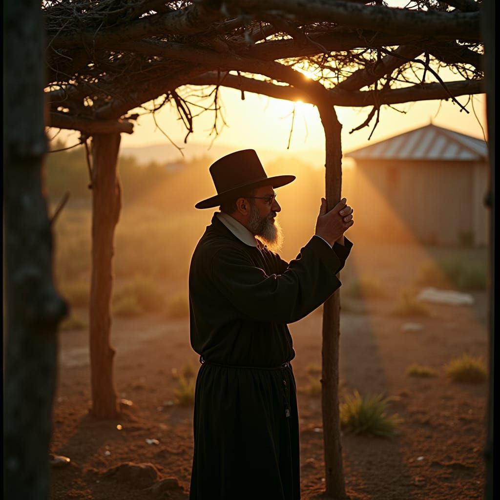 Building a Sukkah in Golden Light
