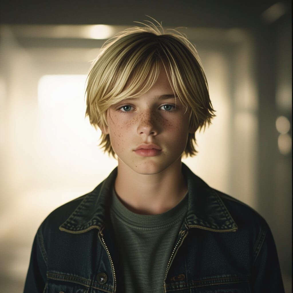 Blond Teenager Sports a Bob Cut - Cinematic Film Still