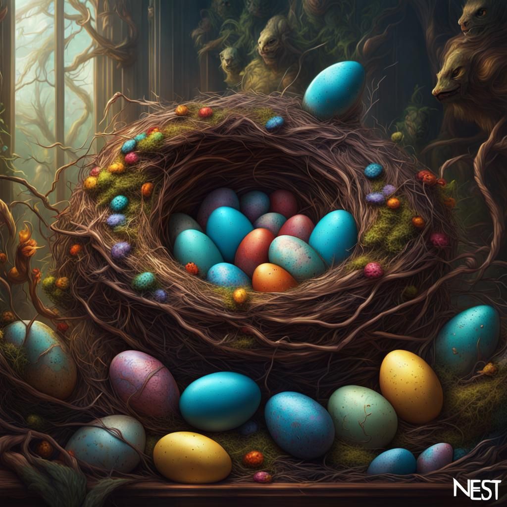 Fantastical Easter Nest Art with Hidden Details