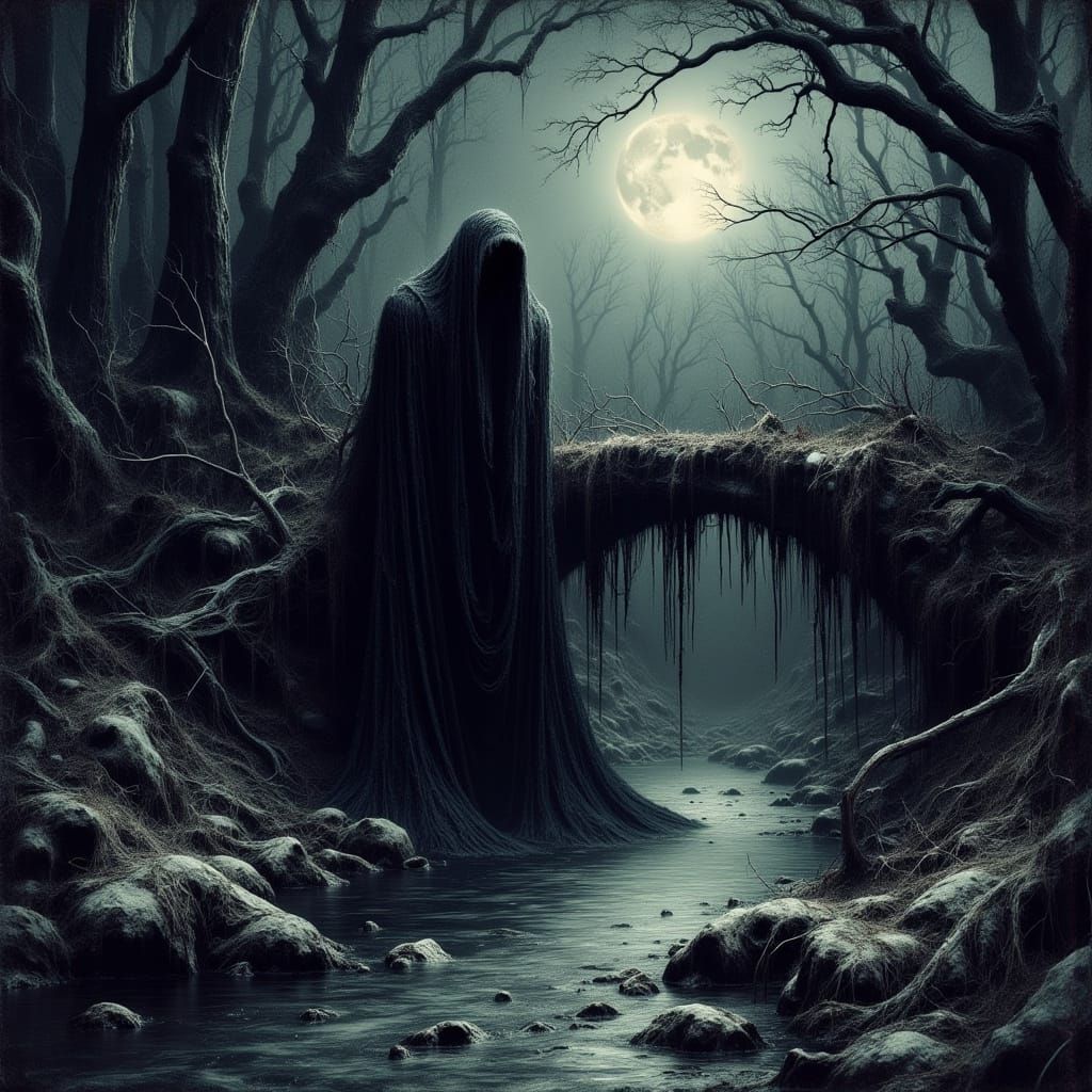 River Hag Emerges in Morbid Woodland Scene