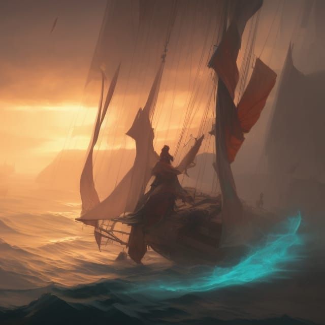 Sailboat Concept Art in Dynamic Lighting