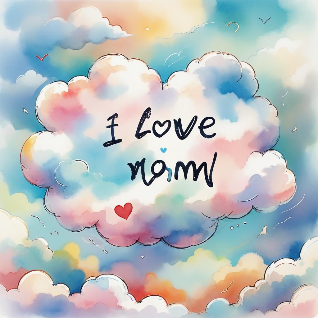 Anime Cloud Expresses Love for Mom in Pastel Colors
