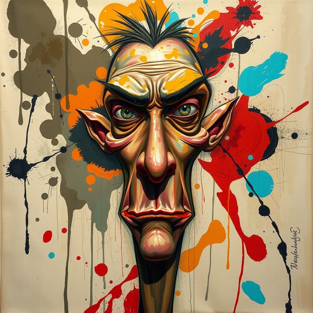 Abstract Portrait with Exaggerated Features