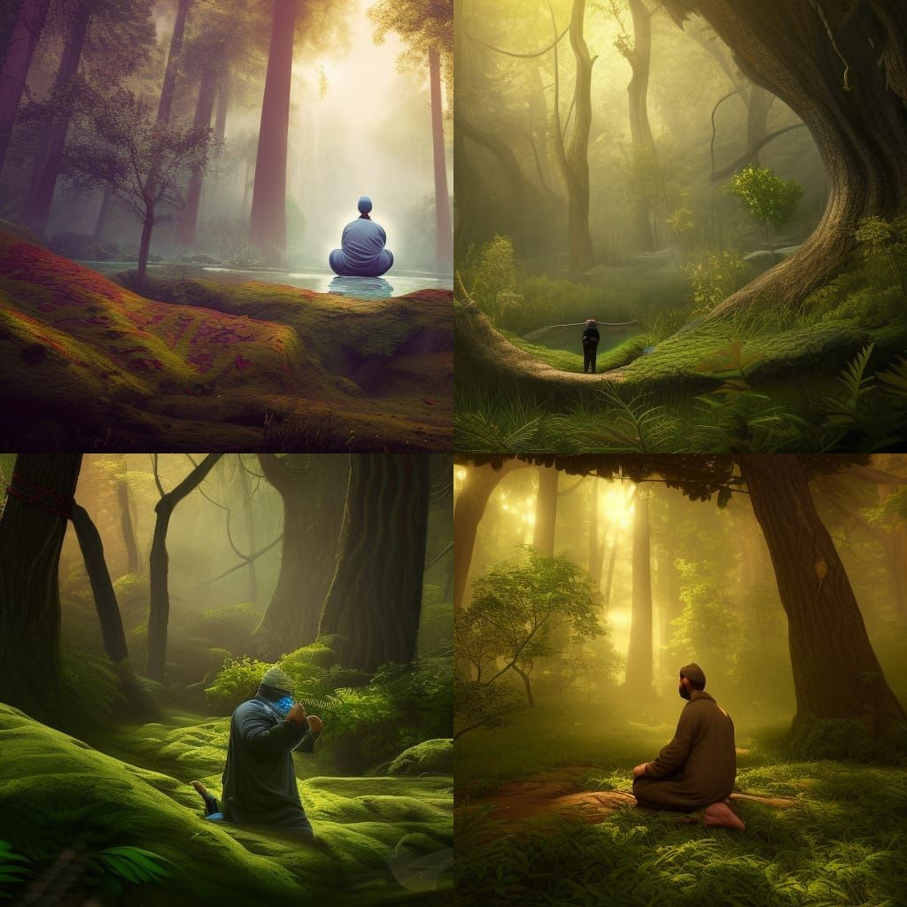 Muslim Prayer in Deep Forest: Fantasy Concept Art