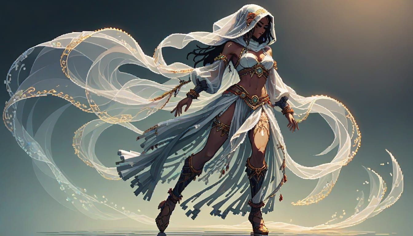 Enchanting Pixel Dancer in Swirling Magic Pixels