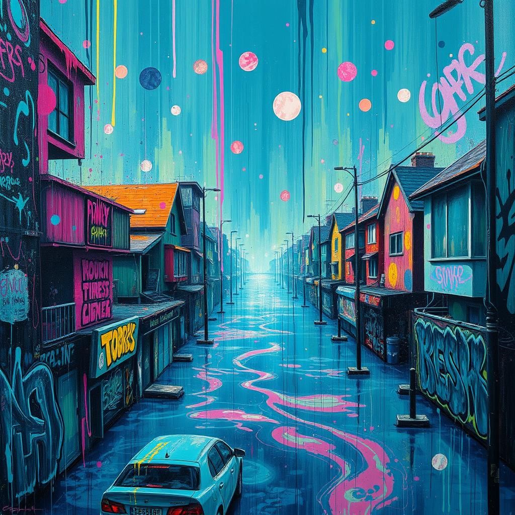 Vaporwave Submerged Suburb: A Liminal Dreamscape