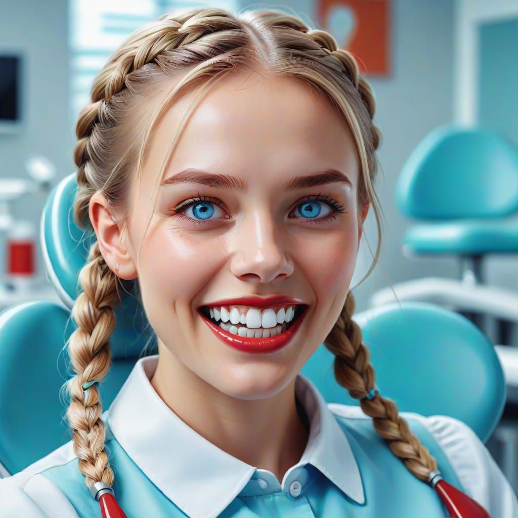 Hyperrealistic Woman in Dentist Chair