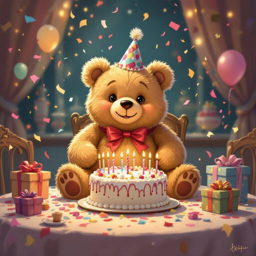 Joyful Teddy Bear's Birthday Celebration