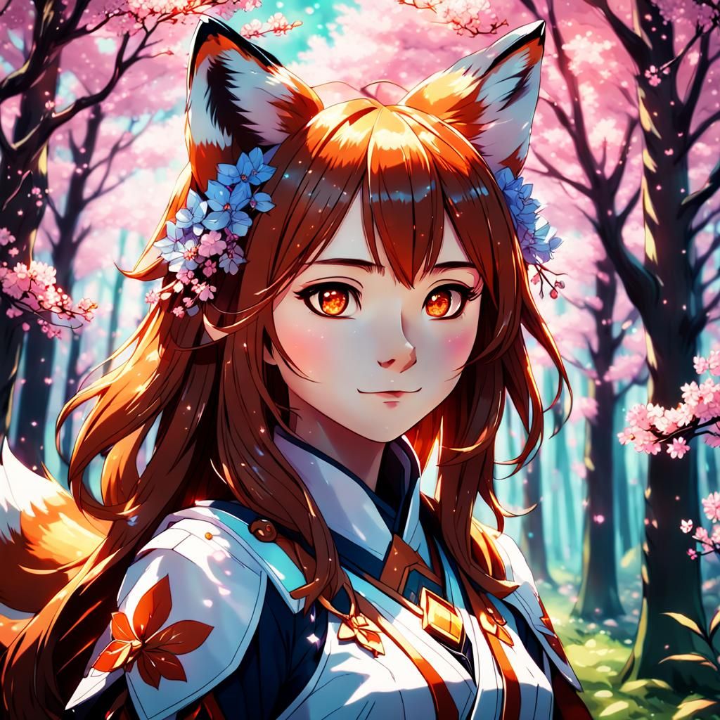 Anime Dendro Waifu in Blooming Forest, Studio Trigger Style