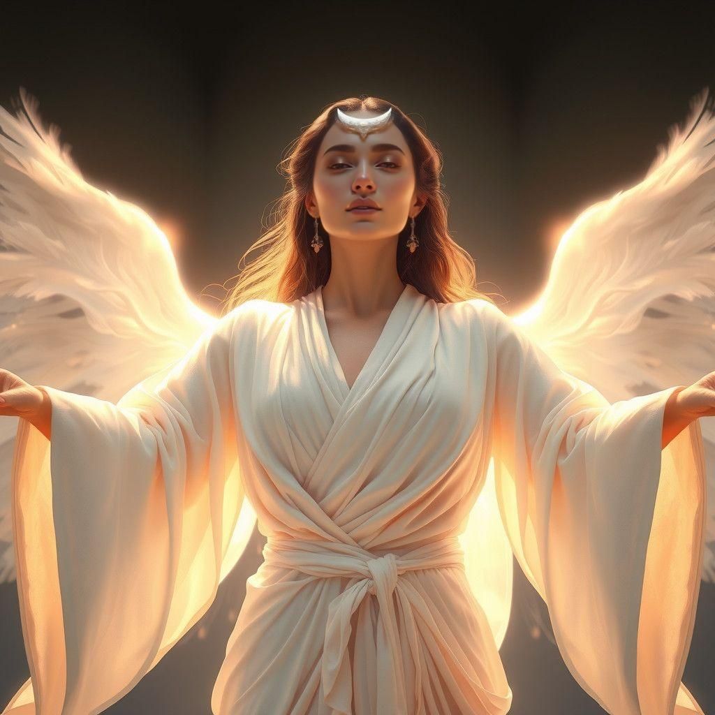 Radiant Moon Goddess in a Fantasy Landscape