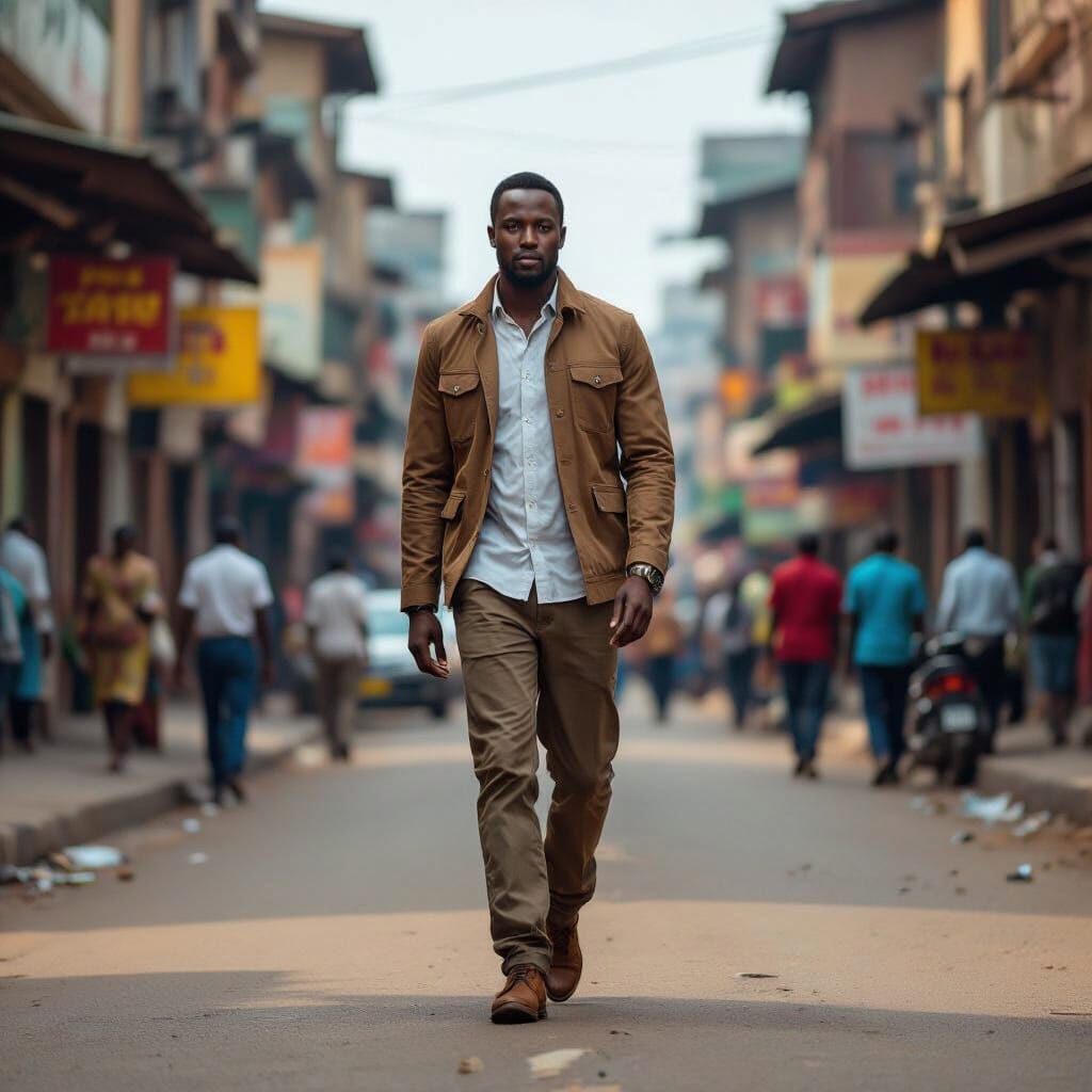 Confident Kenyan Man in Bustling Nairobi Street