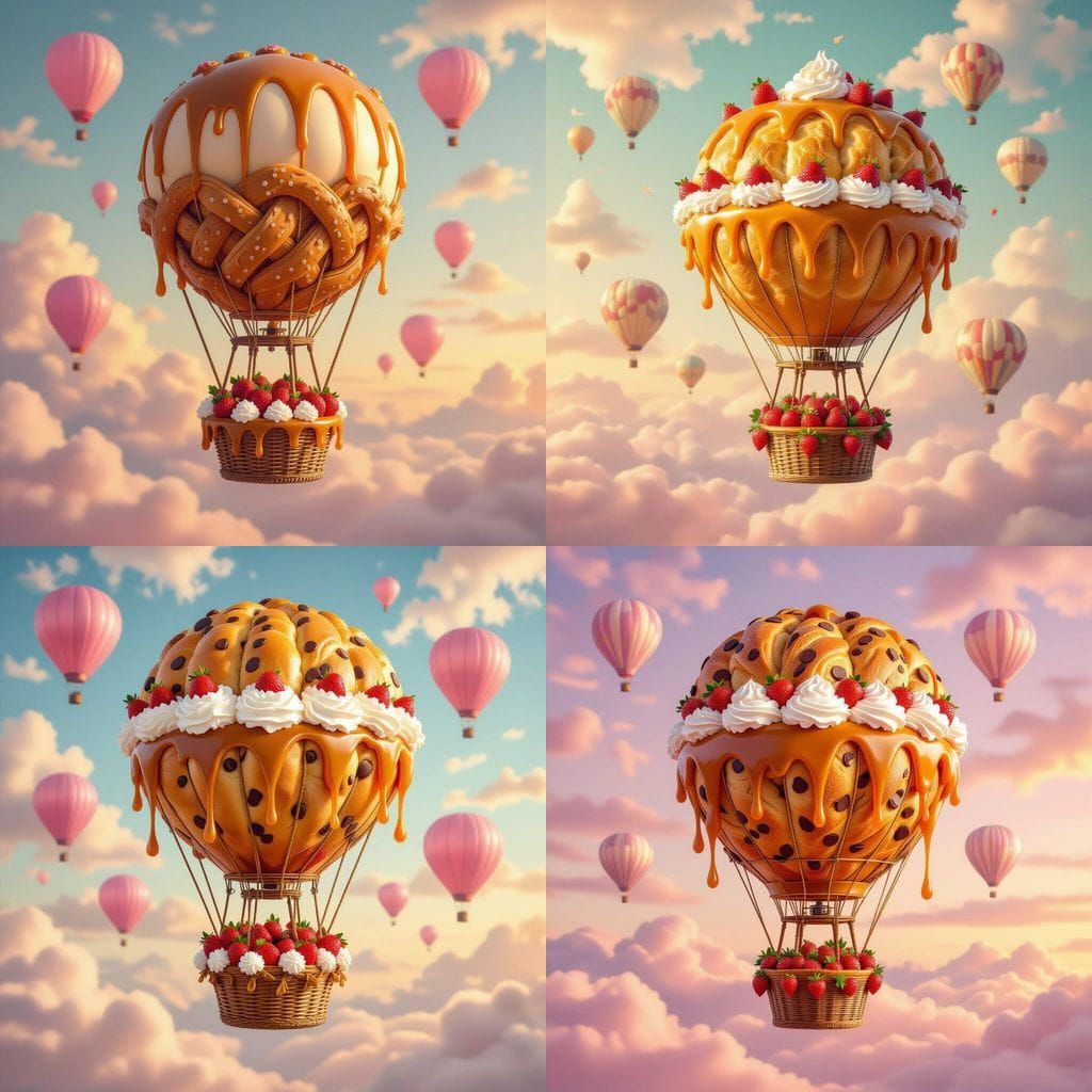 Surreal Bread Hot Air Balloon Dripping Caramel