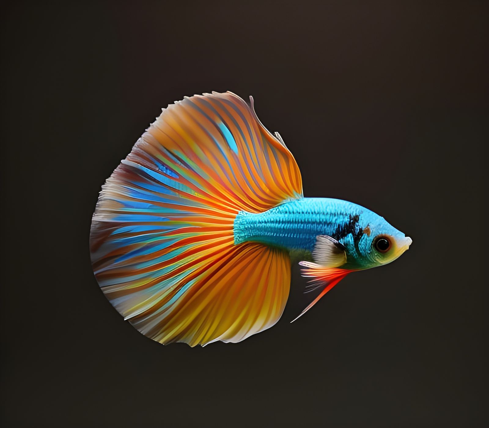 Colorful Betta Splendens Scientific Illustration
