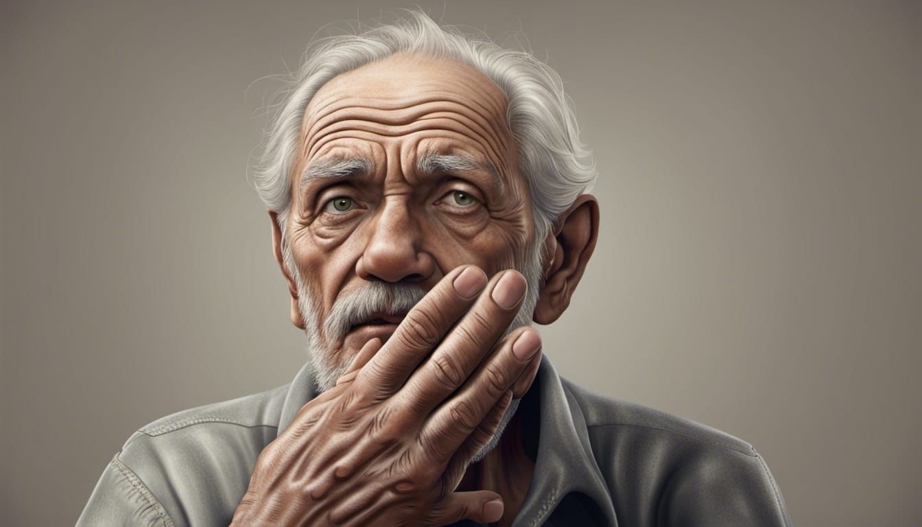 Photorealistic Old Man Lost in Thought