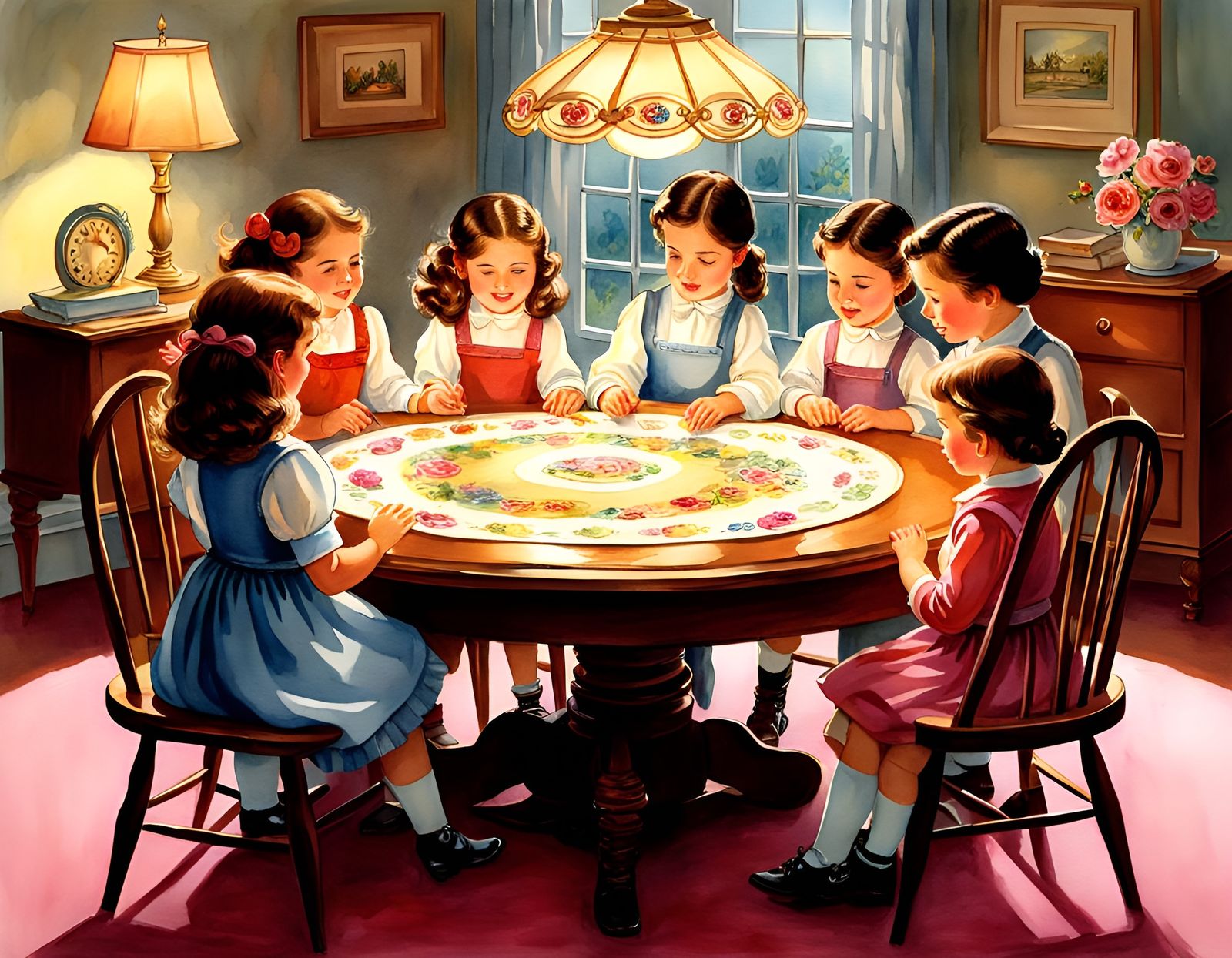 Ring Around the Rosie: Watercolor Storybook Illustration