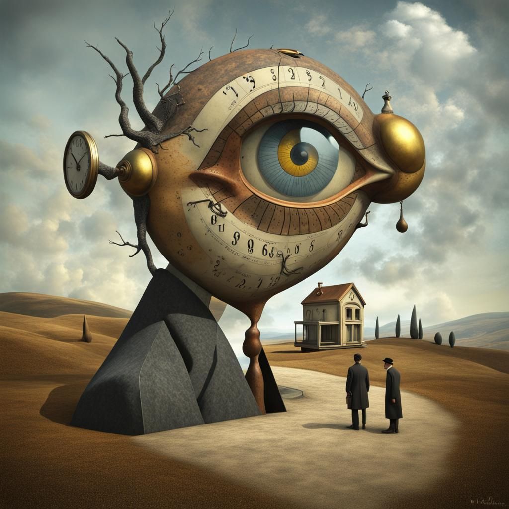 Surreal Character Wandering in Dreamlike Magic Realism