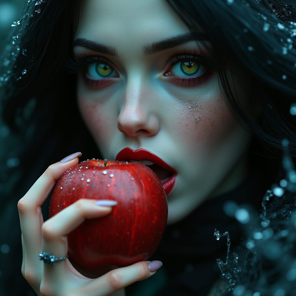Enchanted Dark Fantasy Beauty Bites into Poisonous Apple