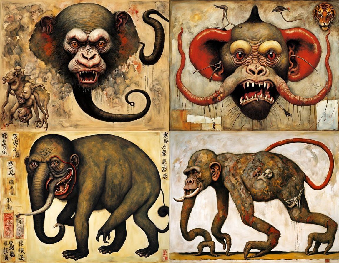Surreal Mutant Animal Hybrid in Thai Art Style