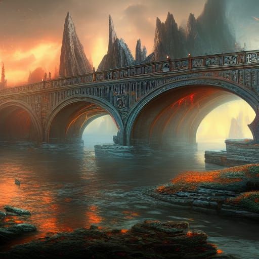 Fantastical Bridges in Detailed Matte Painting