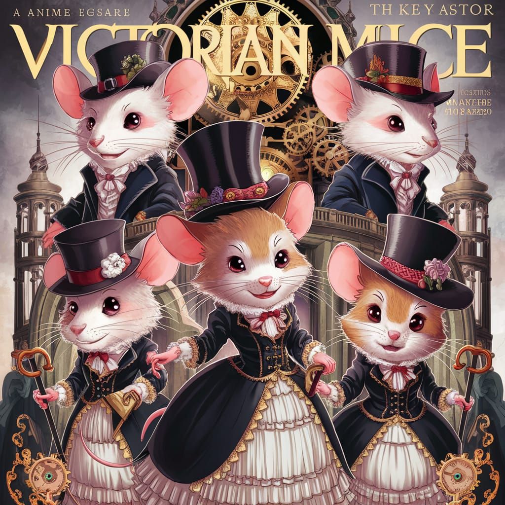 Anime Victorian Mice Magazine Cover Illustration