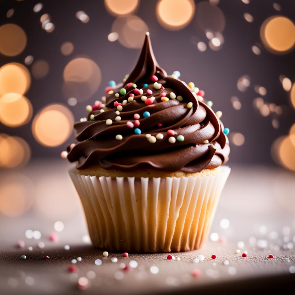 Vanilla Cupcake with Chocolate Frosting and Sprinkles