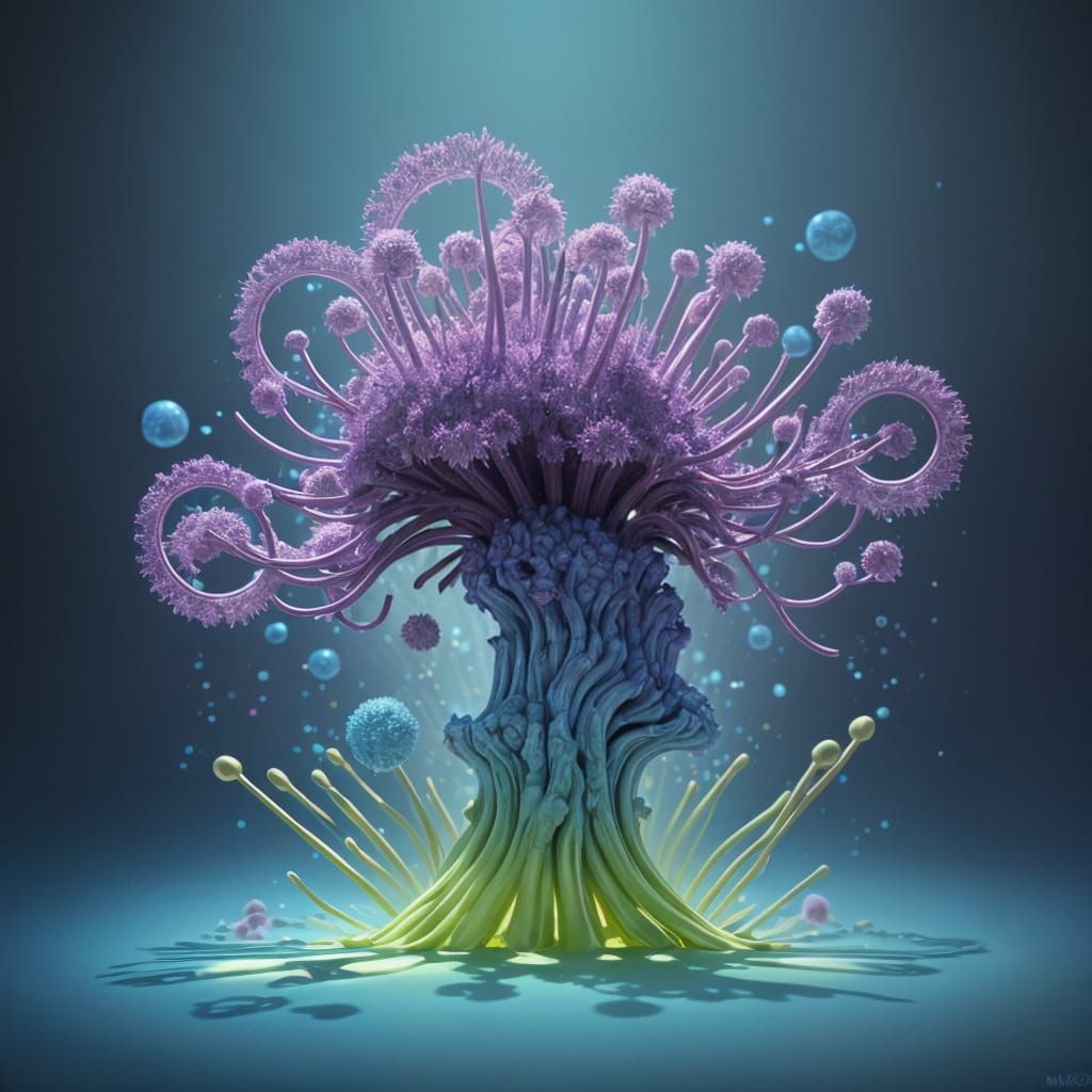 Microscopic Bacteria in Pixar Style